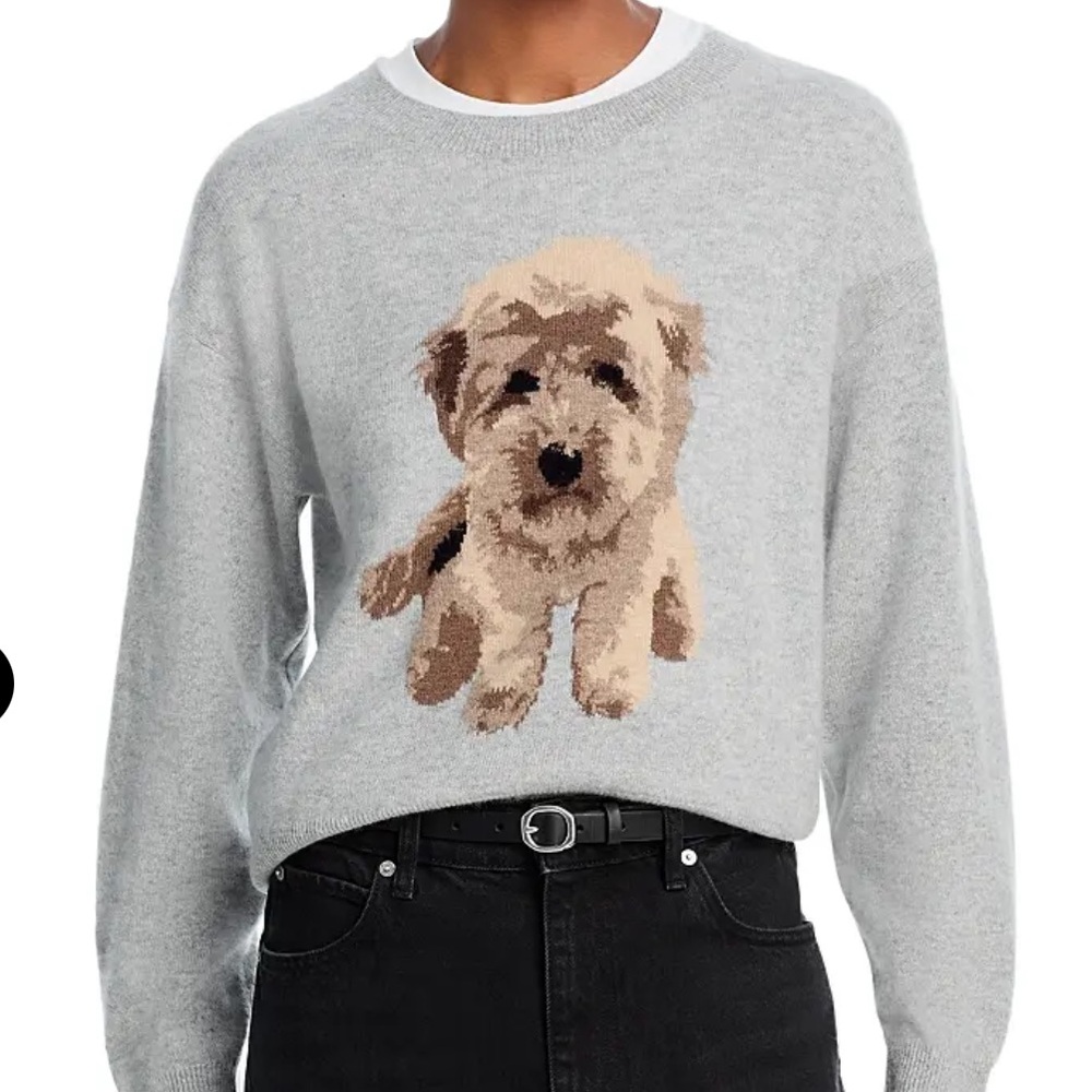 Aqua Cashmere Doodle Dog Crewneck Sweater